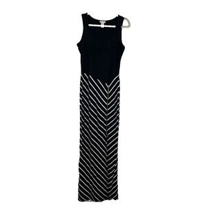 Cache Womens‎ Jersey Knit Maxi Tank Sundress Size M Black Chevron Striped Resort